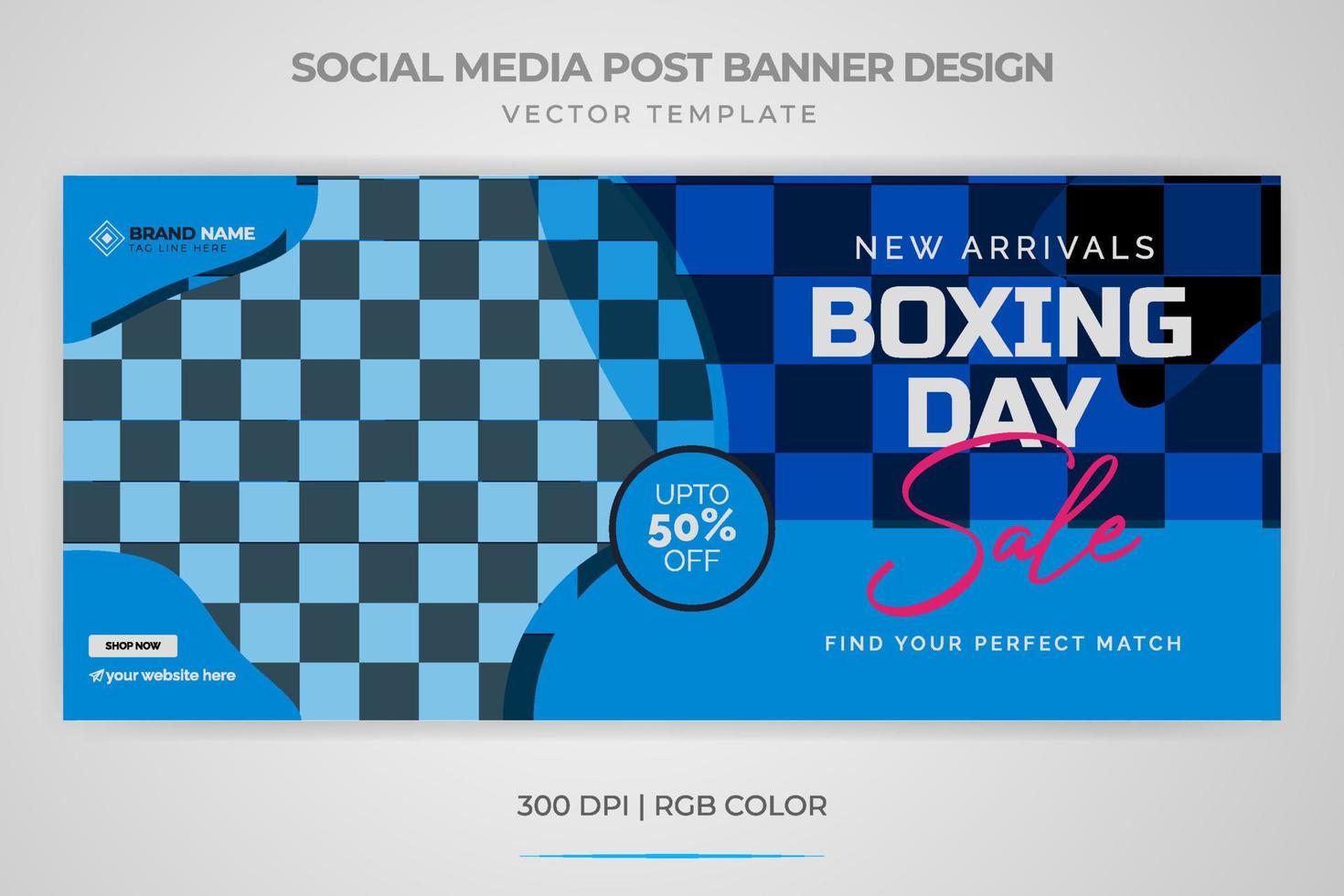 banner de venda boxing day esportes moda mídia social postar modelo de vetor