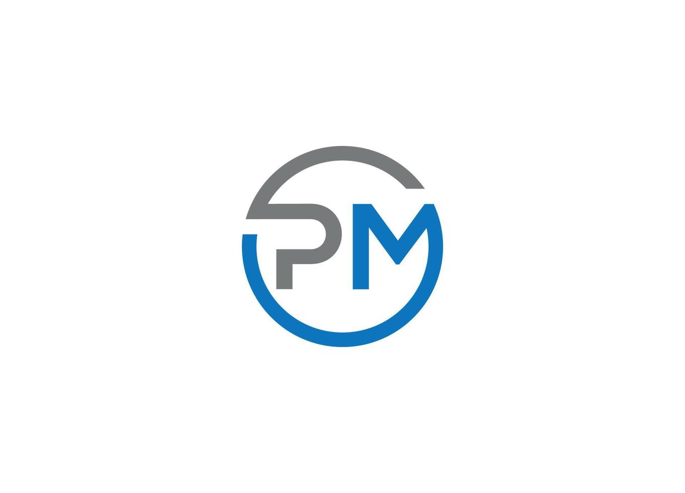 Modelo de ícone de vetor de design de logotipo pm com fundo branco