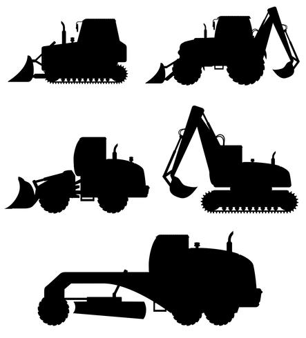 equipamento de carro para obras de construção ilustração em vetor silhueta negra