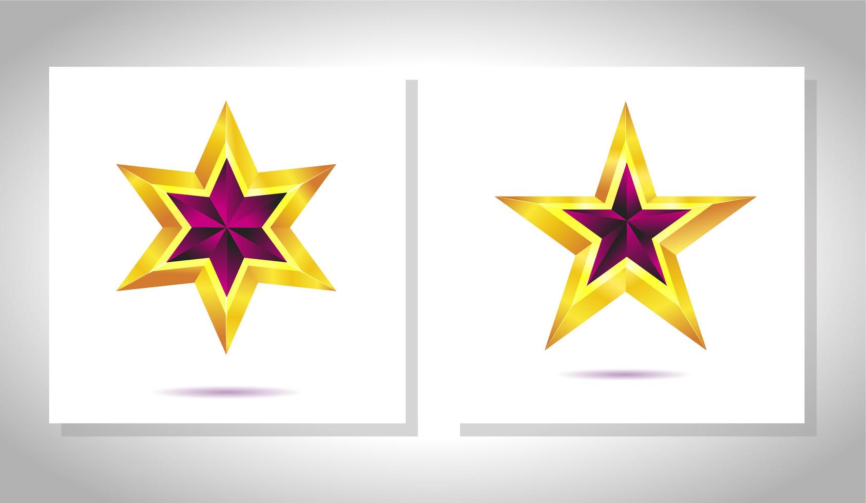 conjunto de vetores de estrelas douradas metálicas realistas isoladas no fundo branco. ícone de estrela do troféu 3d amarelo brilhante de Natal. símbolo de liderança.