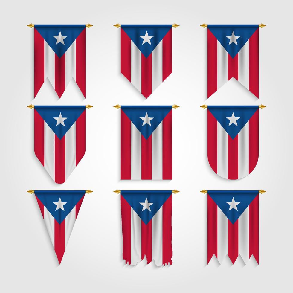 bandeira de porto rico em diferentes formatos, bandeira de porto rico em vários formatos vetor