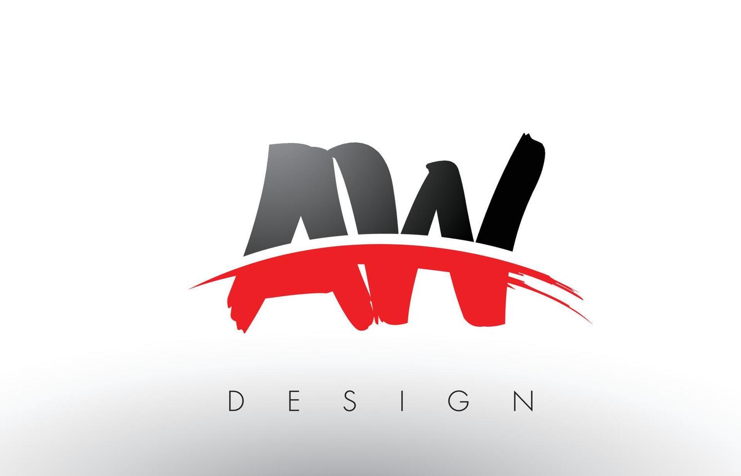 letras do logotipo do pincel aw aw com pincel swoosh vermelho e preto na frente vetor