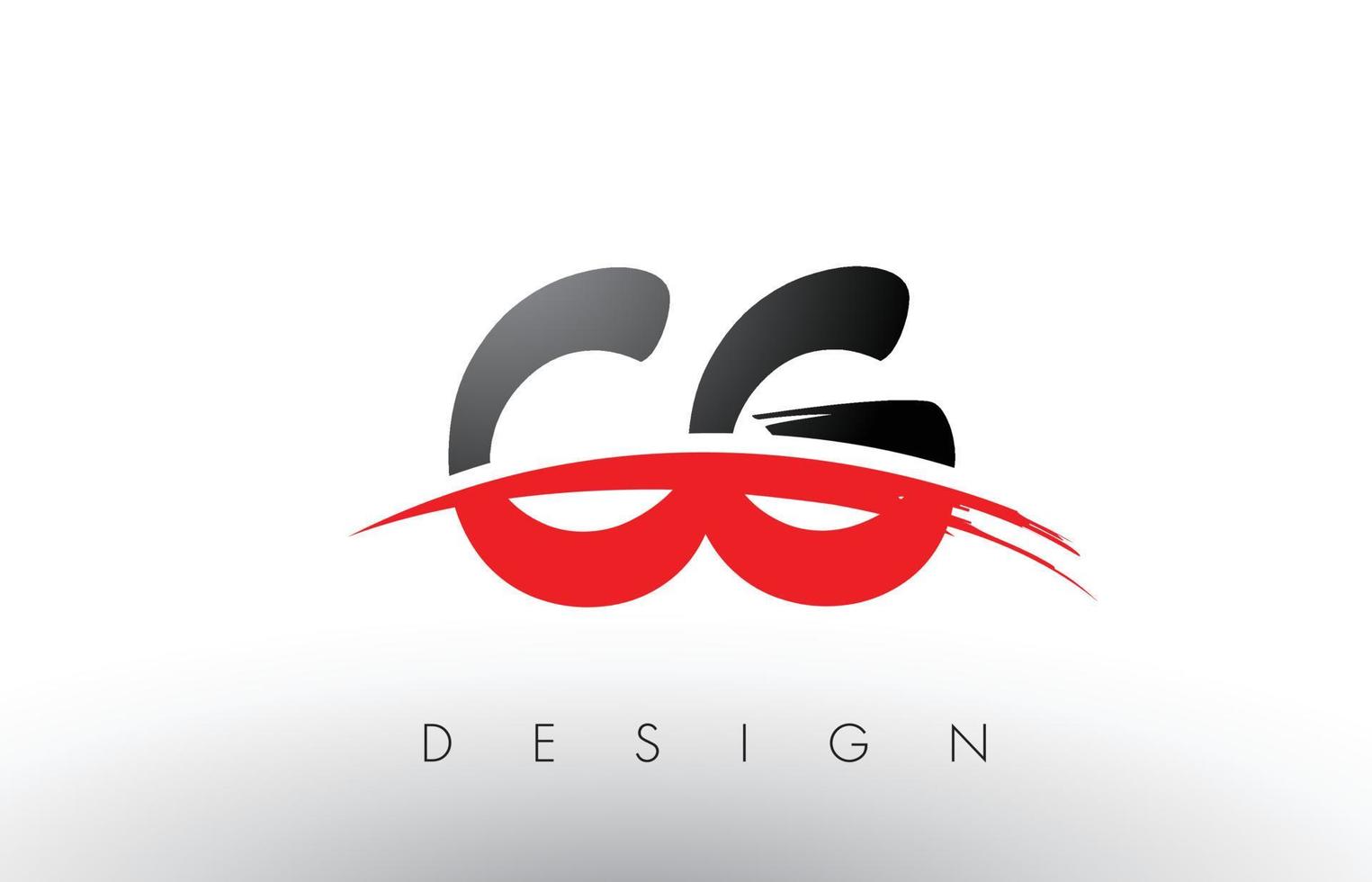 Letras do logotipo da escova cg cg com escova swoosh vermelha e preta na frente vetor
