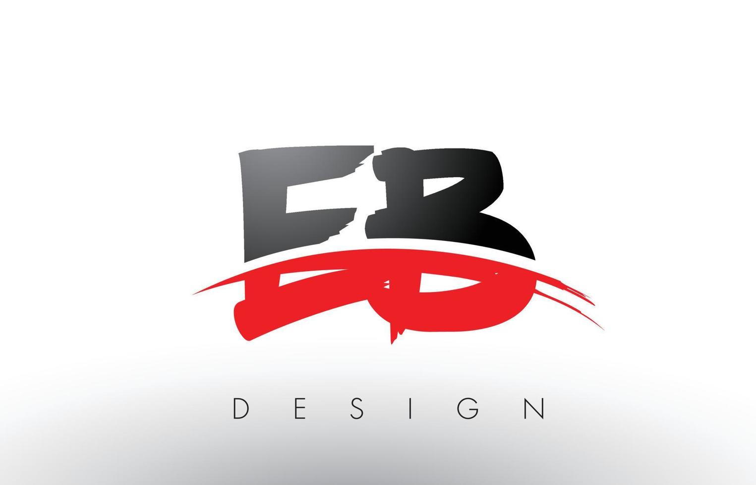 Letras do logotipo da escova eb eb com escova swoosh vermelha e preta na frente vetor