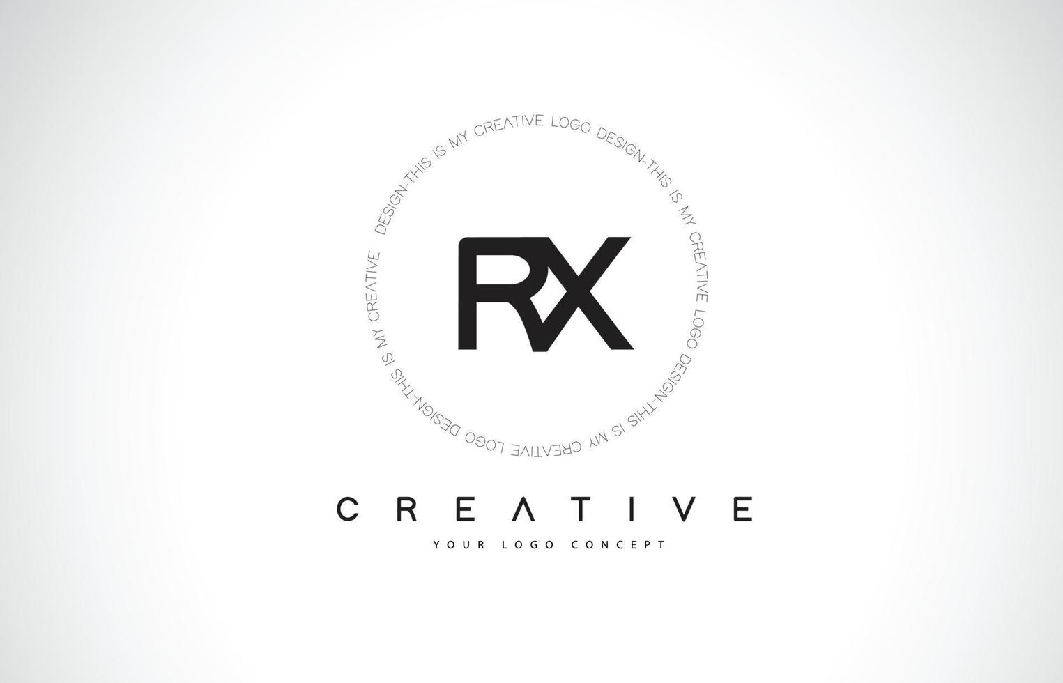 Design de logotipo rx rx com vetor de carta de texto criativo em preto e branco.