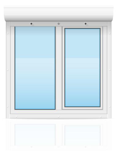janela de plástico com ilustração vetorial de persianas de rolamento vetor