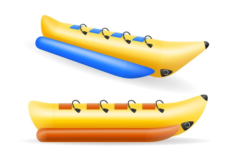 barco inflável de banana para ilustração vetorial de diversão de água vetor