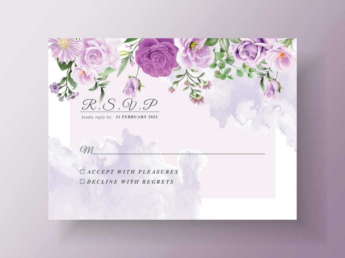 modelo de convite de casamento lindo floral desenhado à mão vetor