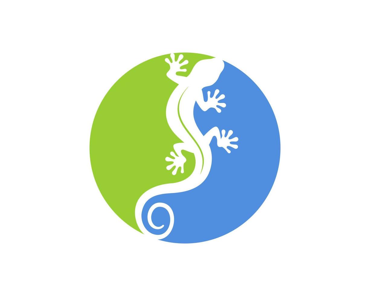 forma de círculo das cores azul e verde com lagarto dentro vetor
