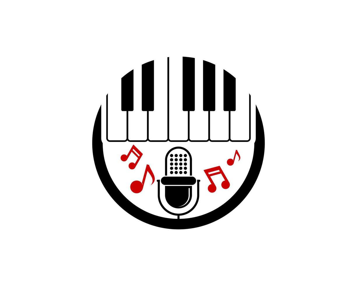 forma de círculo com blocos de piano e microfone podcast vetor