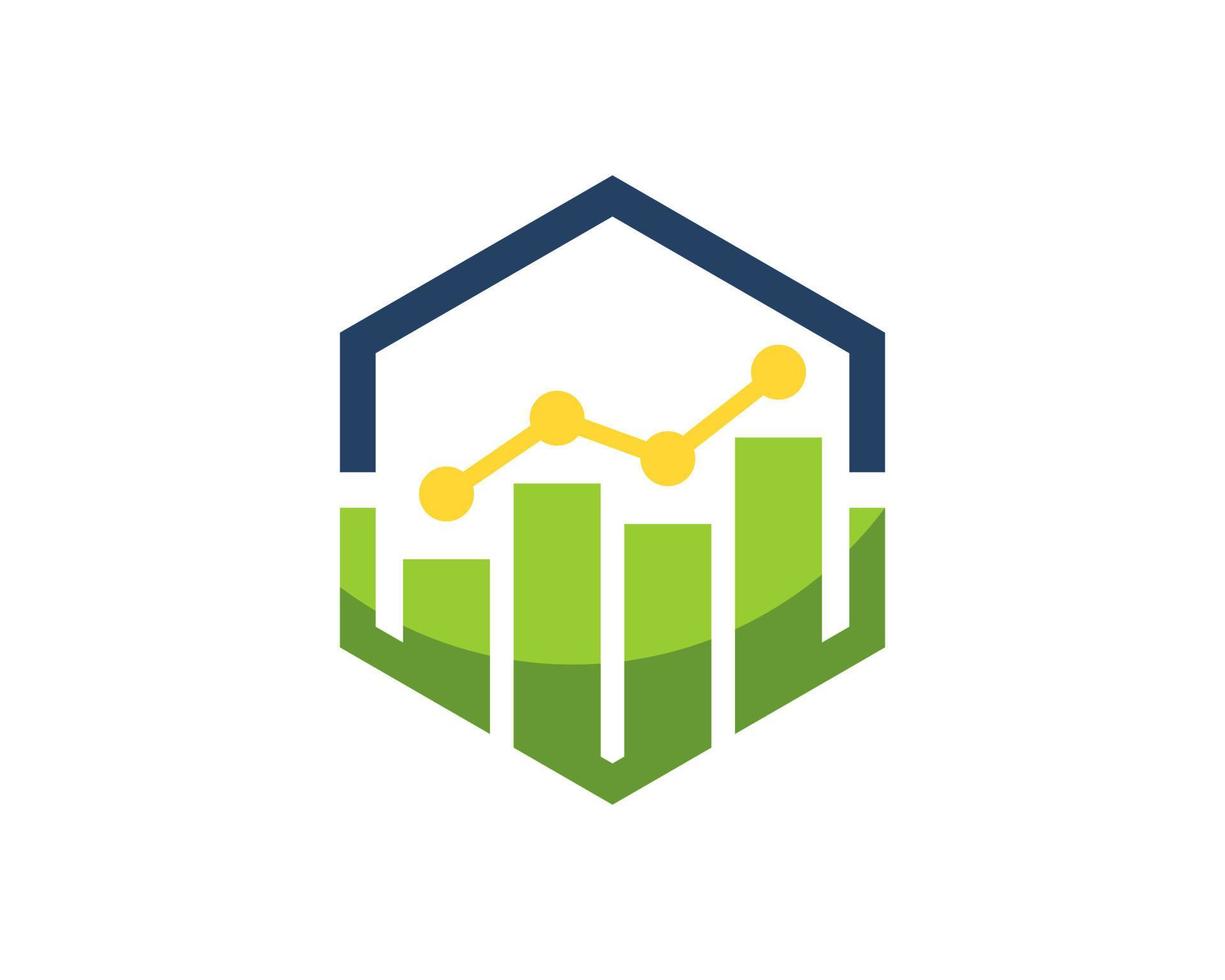 formato hexagonal com barra de gráfico financeiro dentro vetor