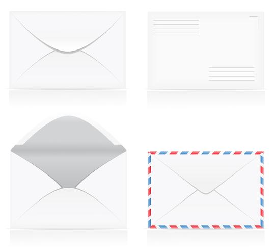 conjunto de ilustração em vetor branco envelopes em branco