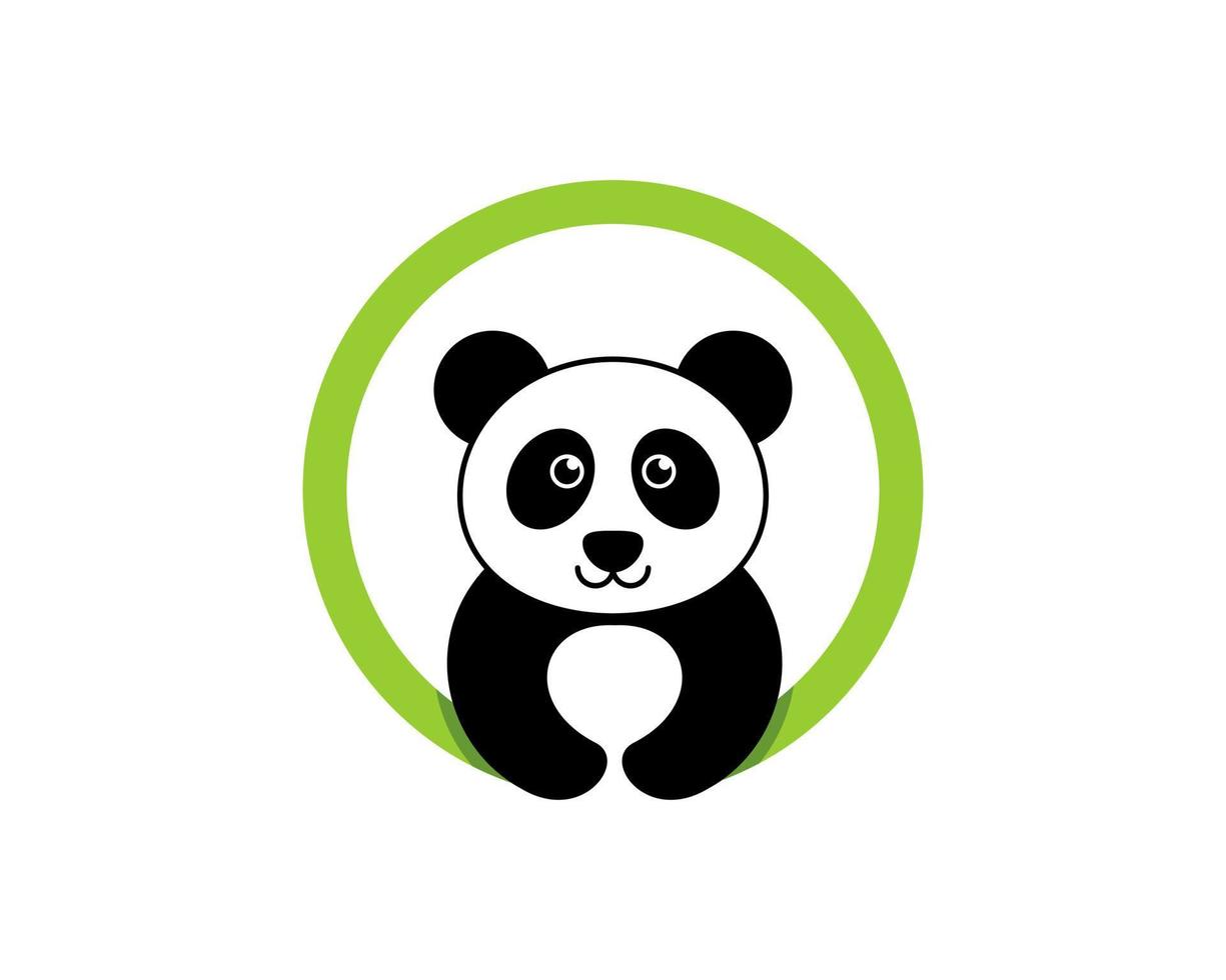 forma de círculo verde com um panda fofo dentro vetor