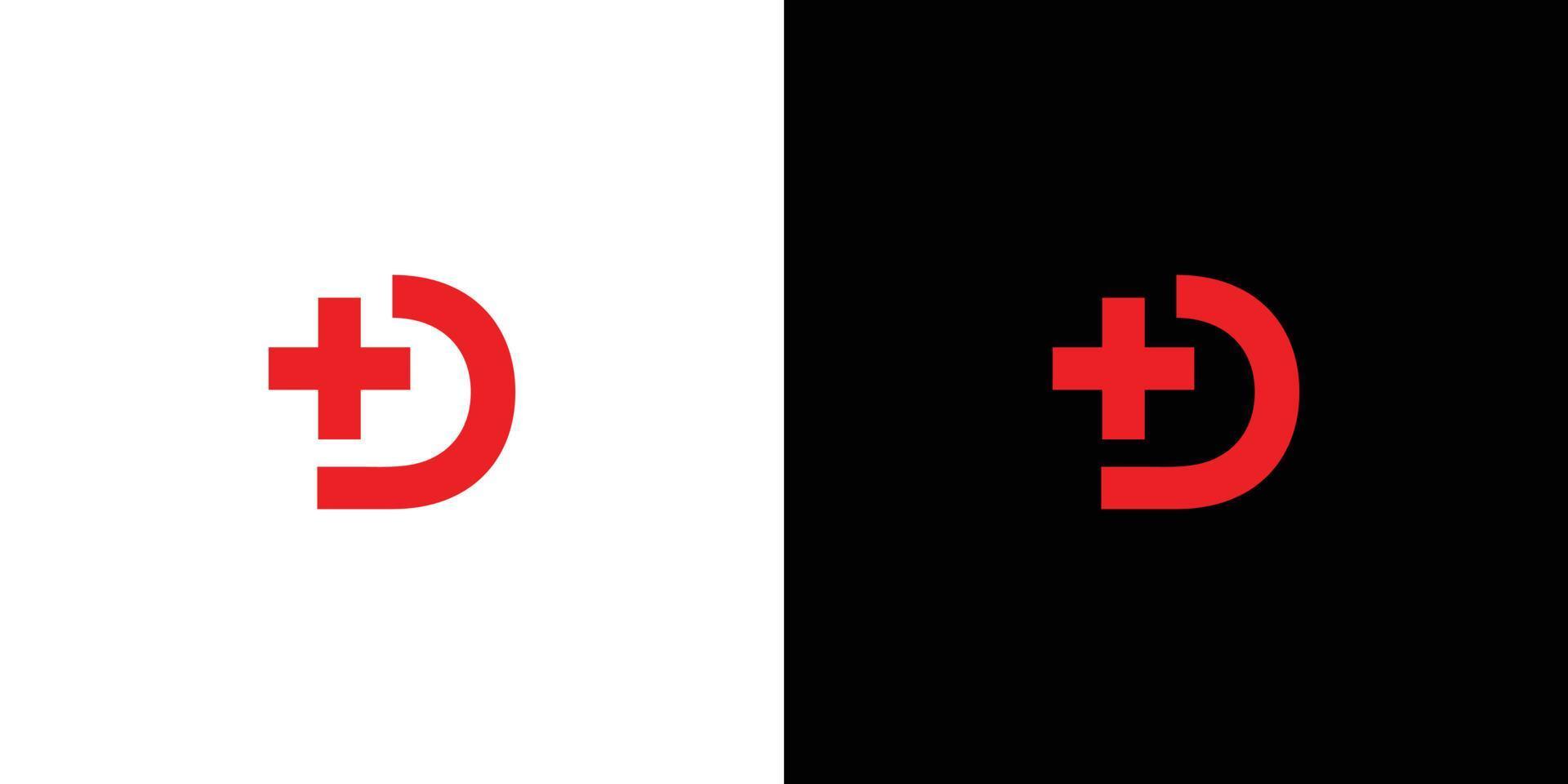 letra d simples e moderna combinação design de logotipo de saúde 2 vetor
