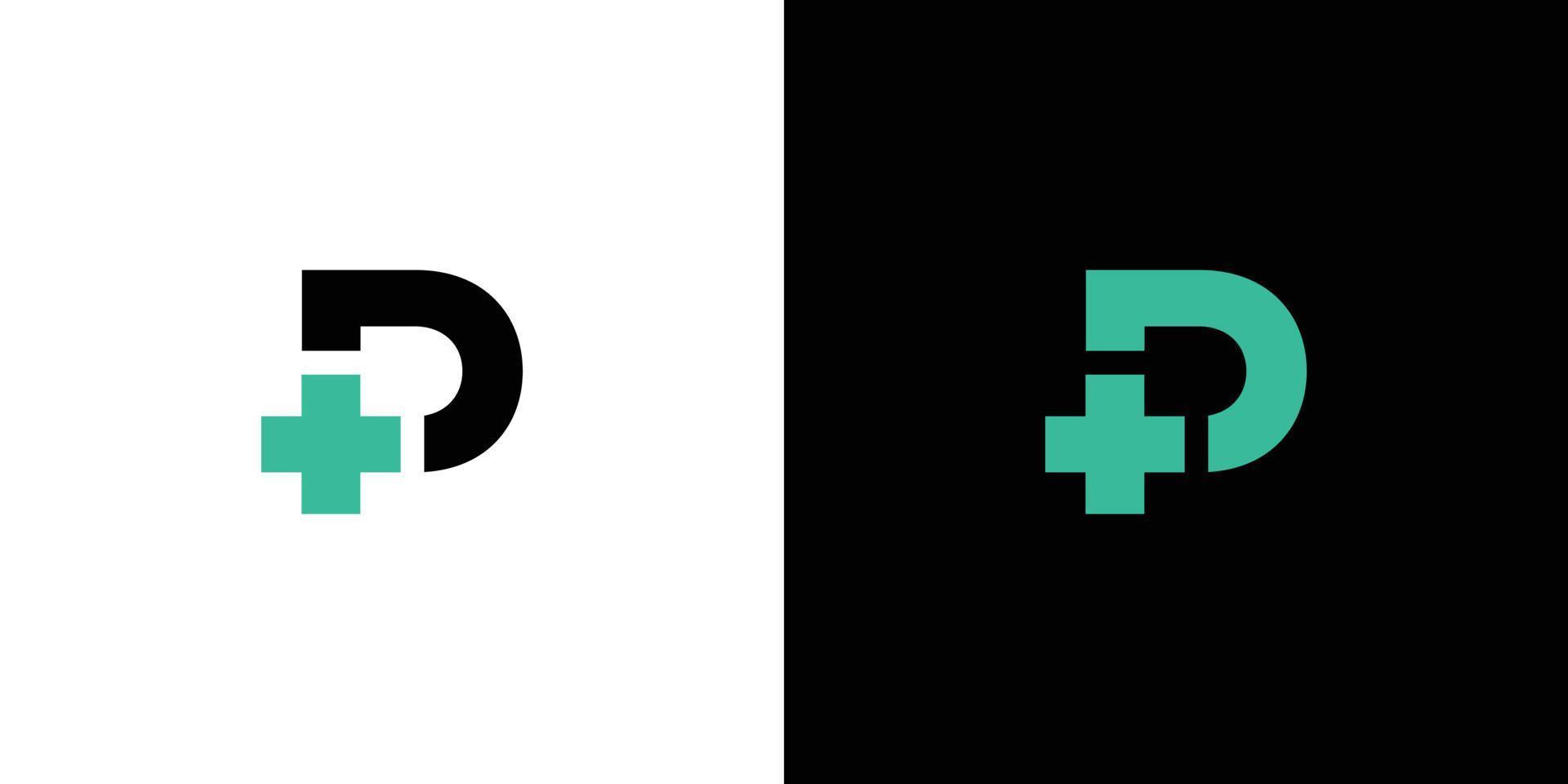 letra p simples e moderna combinação design de logotipo de saúde 1 vetor