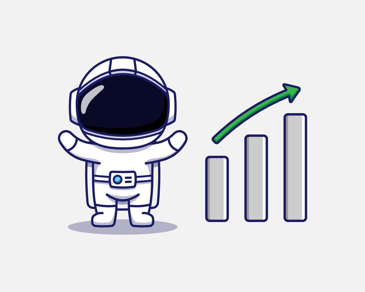 astronauta fofo com sinal gráfico vetor