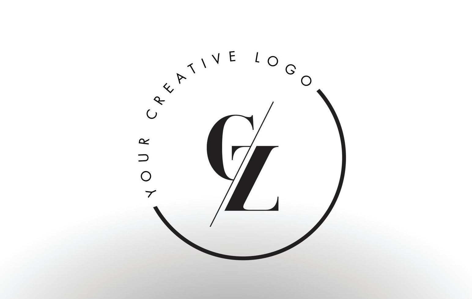 Design de logotipo de carta com serifa cz com corte cruzado criativo. vetor