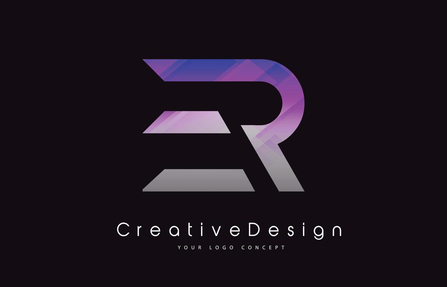 design do logotipo da letra er. textura roxa ícone criativo letras modernas logotipo de vetor. vetor