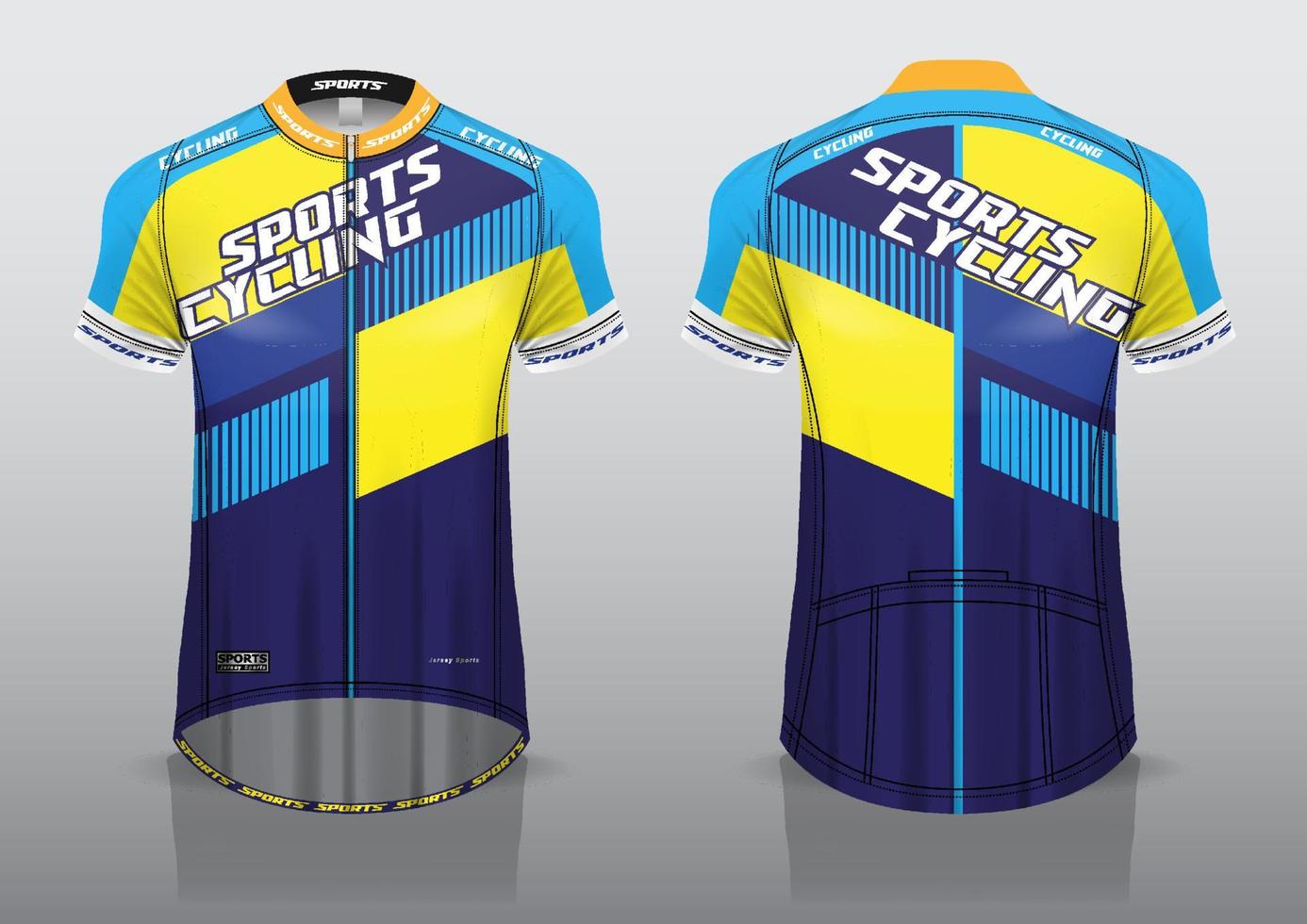 design de jersey para ciclismo, vista frontal e traseira da camisa, uniforme elegante e fácil de editar e imprimir, uniforme da equipe de ciclismo vetor