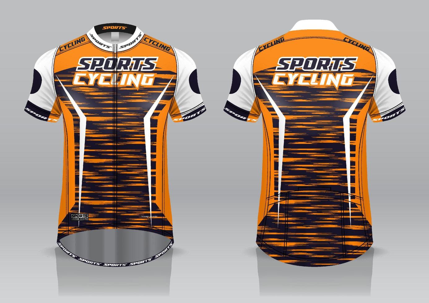 design de jersey para ciclismo, vista frontal e traseira, uniforme sofisticado e fácil de editar e imprimir, uniforme da equipe de ciclismo vetor