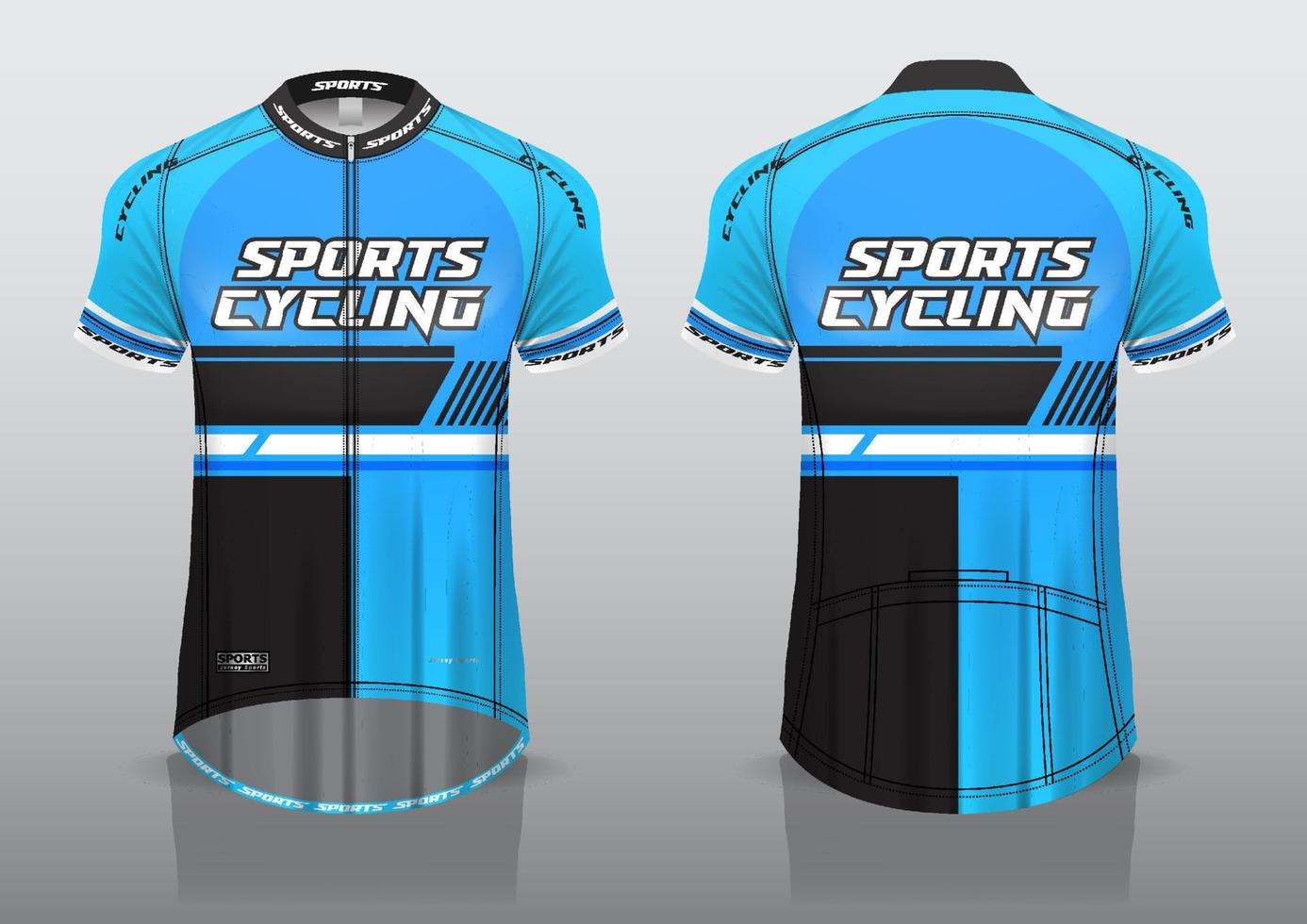 design de jersey para ciclismo, vista frontal e traseira da camisa, uniforme elegante e fácil de editar e imprimir, uniforme da equipe de ciclismo vetor