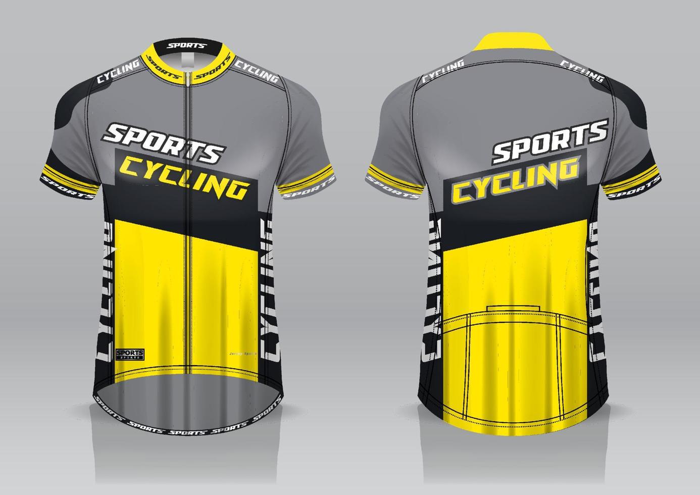 design de jersey para ciclismo, vista frontal e traseira, uniforme sofisticado e fácil de editar e imprimir, uniforme da equipe de ciclismo vetor