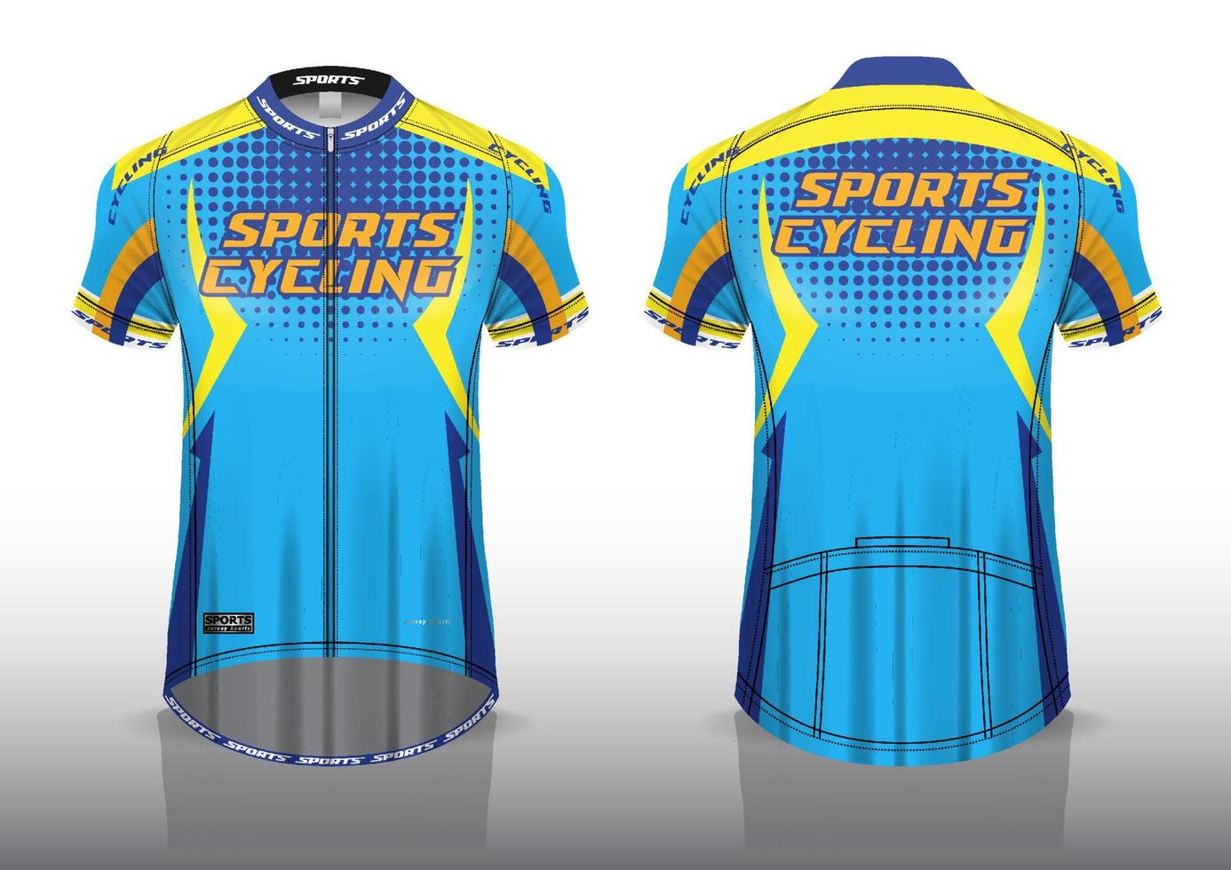 design de jersey para ciclismo, vista frontal e traseira, uniforme sofisticado e fácil de editar e imprimir, uniforme da equipe de ciclismo vetor