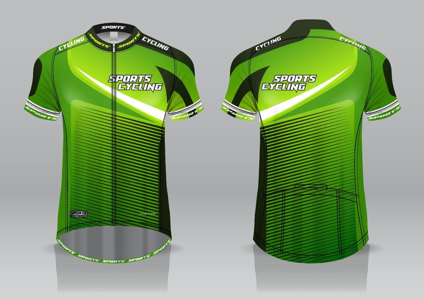 design de jersey para ciclismo, vista frontal e traseira, uniforme sofisticado e fácil de editar e imprimir, uniforme da equipe de ciclismo vetor