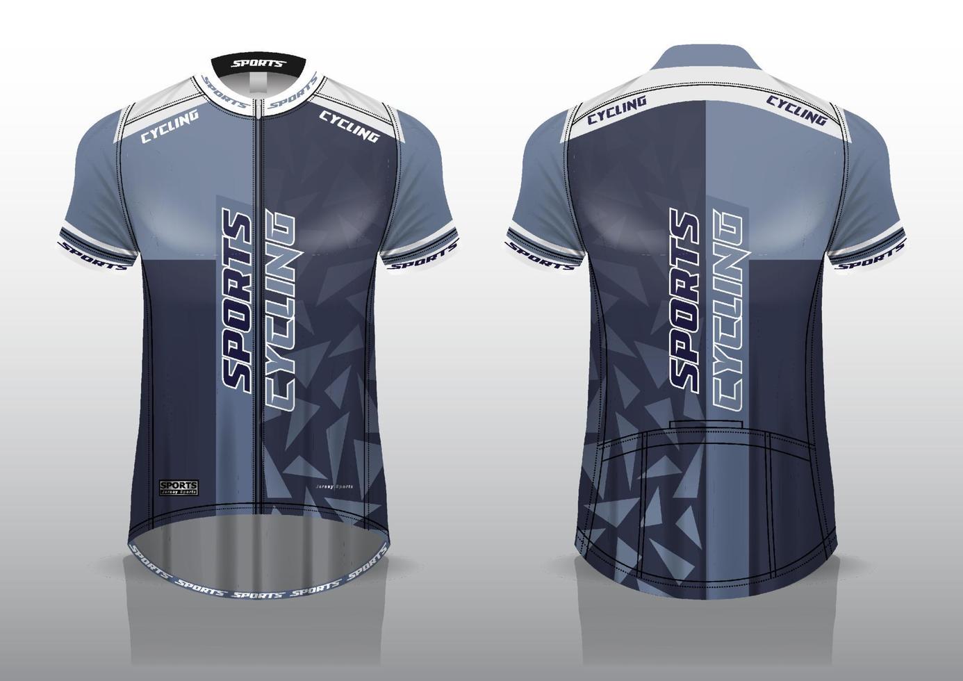 design de jersey para ciclismo, vista frontal e traseira da camisa, uniforme elegante e fácil de editar e imprimir, uniforme da equipe de ciclismo vetor