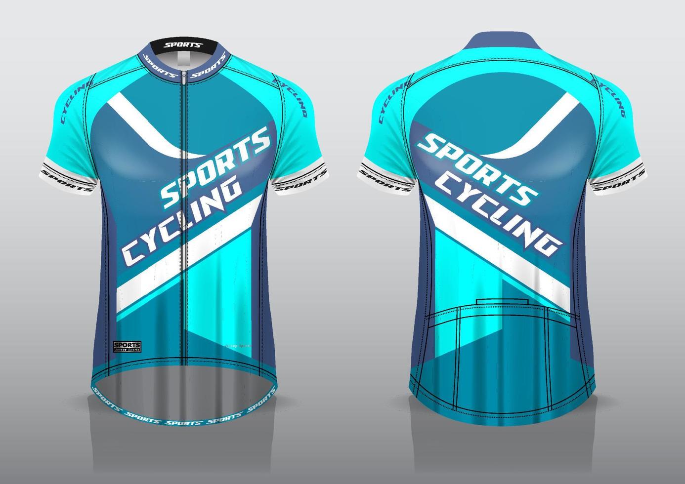 design de jersey para ciclismo, vista frontal e traseira da camisa, uniforme elegante e fácil de editar e imprimir, uniforme da equipe de ciclismo vetor