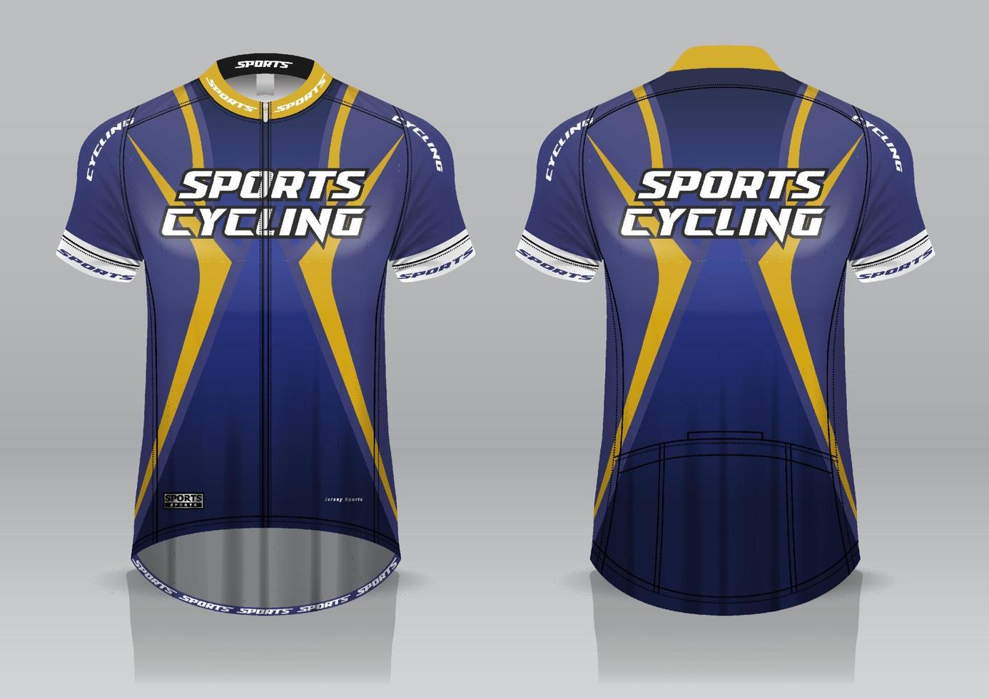 design de jersey para ciclismo, vista frontal e traseira, uniforme sofisticado e fácil de editar e imprimir, uniforme da equipe de ciclismo vetor