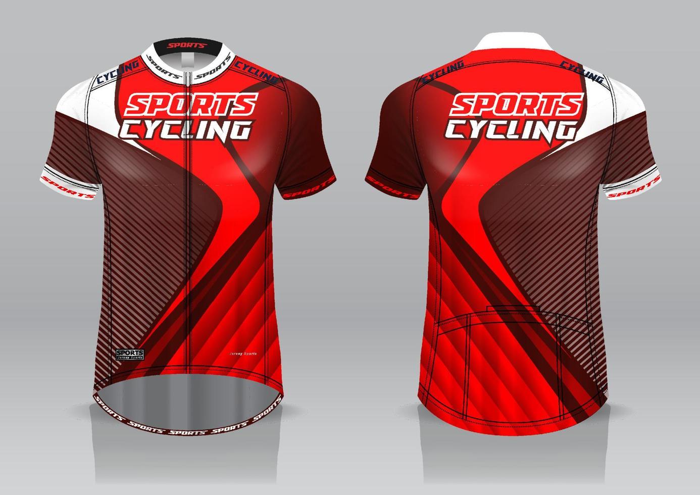 design de jersey para ciclismo, vista frontal e traseira, uniforme sofisticado e fácil de editar e imprimir, uniforme da equipe de ciclismo vetor