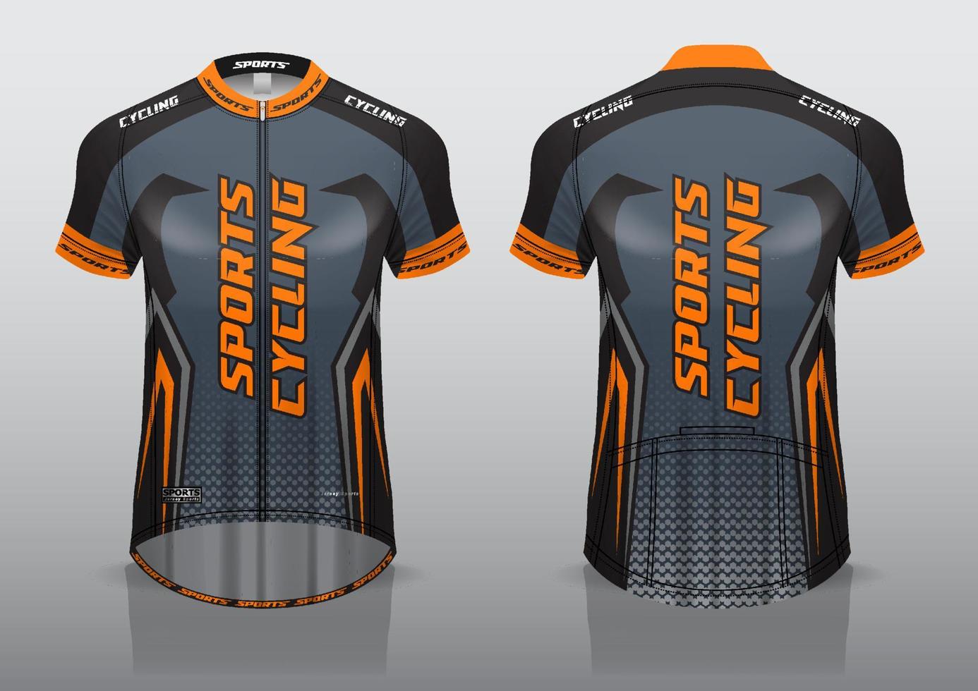 design de jersey para ciclismo, vista frontal e traseira da camisa, uniforme elegante e fácil de editar e imprimir, uniforme da equipe de ciclismo vetor