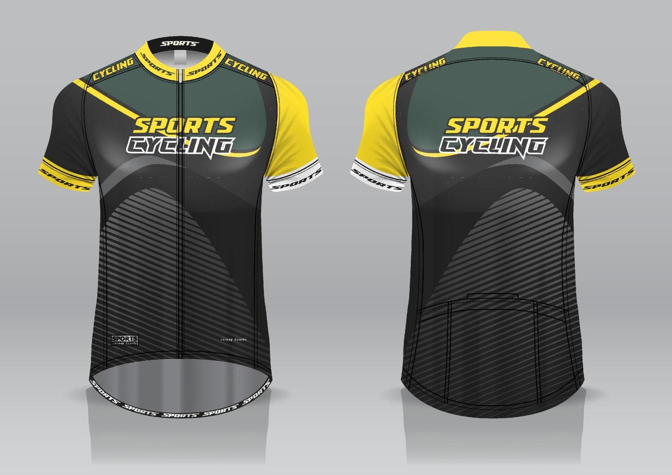 design de jersey para ciclismo, vista frontal e traseira, uniforme sofisticado e fácil de editar e imprimir, uniforme da equipe de ciclismo vetor