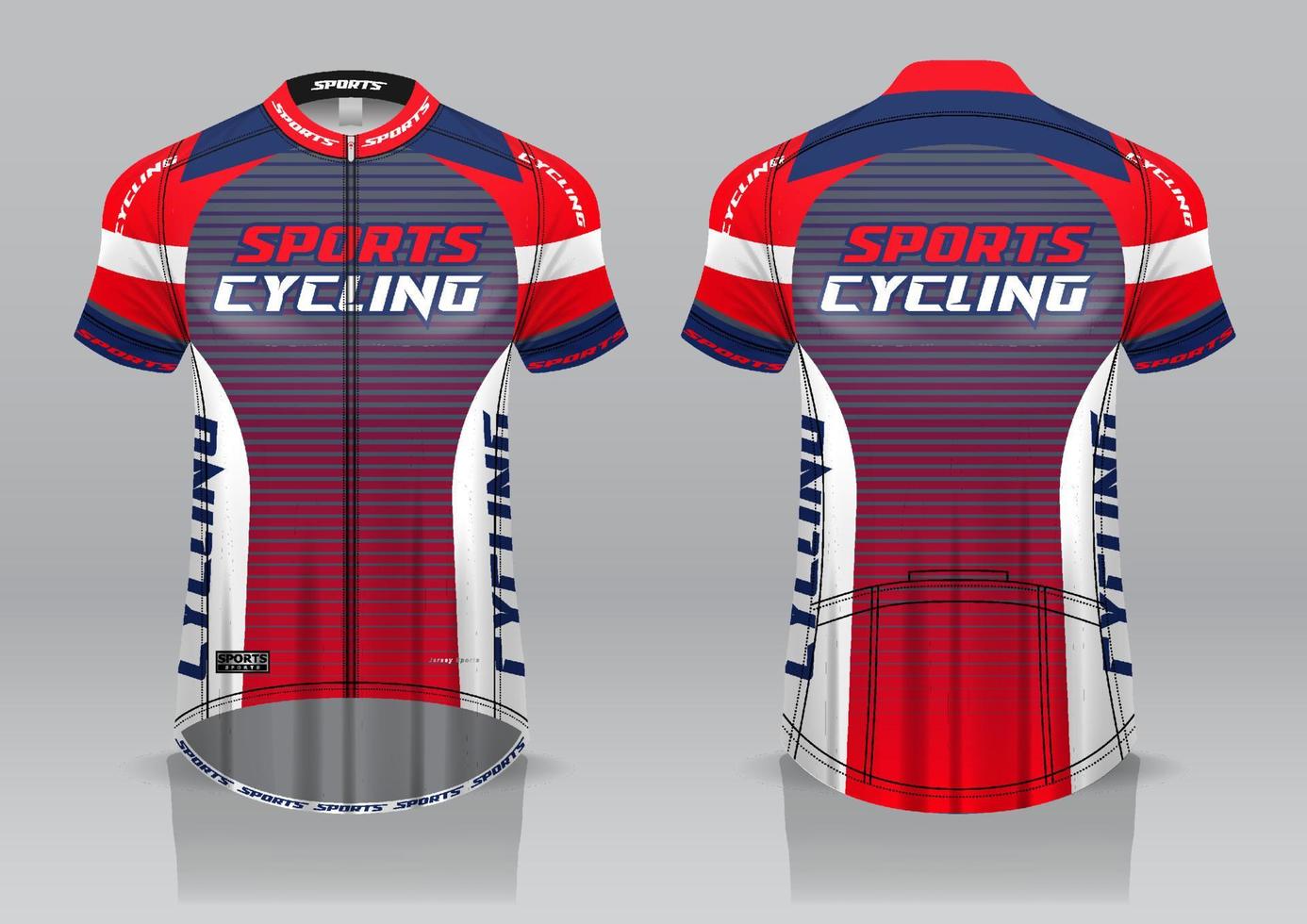 design de jersey para ciclismo, vista frontal e traseira, uniforme sofisticado e fácil de editar e imprimir, uniforme da equipe de ciclismo vetor