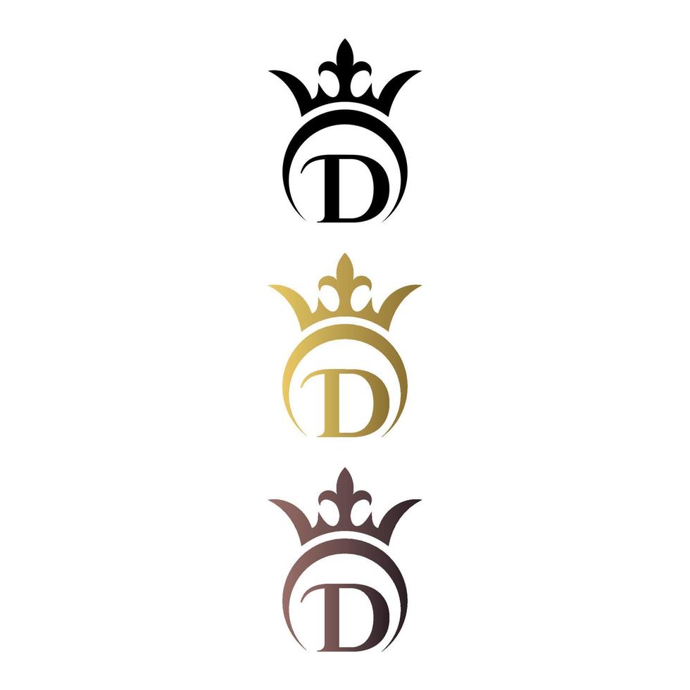 logotipo de luxo marca d com coroa e símbolo real vetor livre