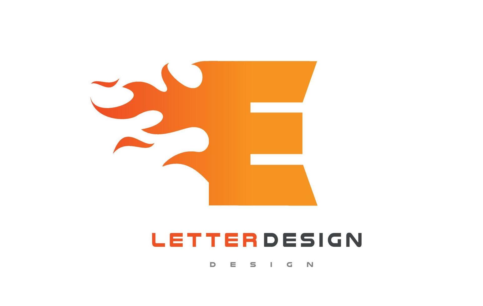 e design de logotipo de chama de carta. conceito de rotulação do logotipo de fogo. vetor