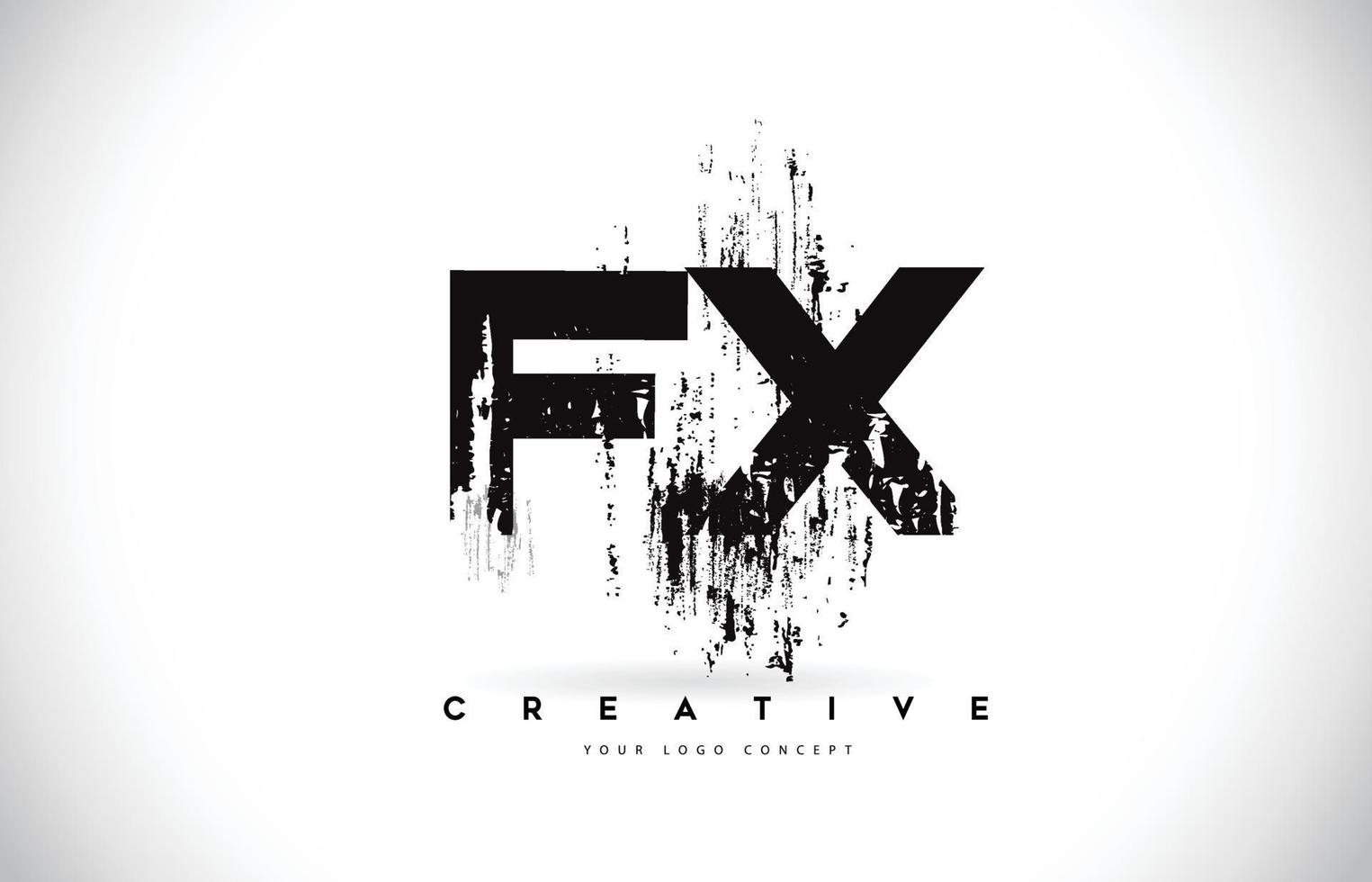 design de logotipo de letra de escova de grunge fx fx em ilustração vetorial de cores pretas. vetor