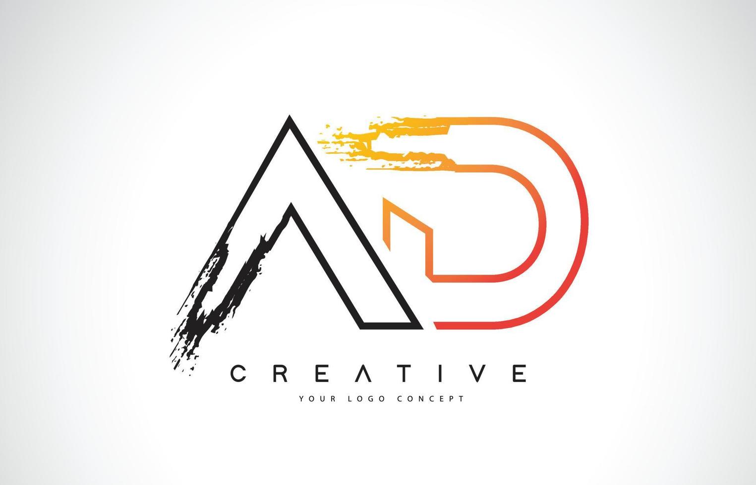 anúncio design criativo de logotipo moderno com cores laranja e preto. design de carta de traço de monograma. vetor
