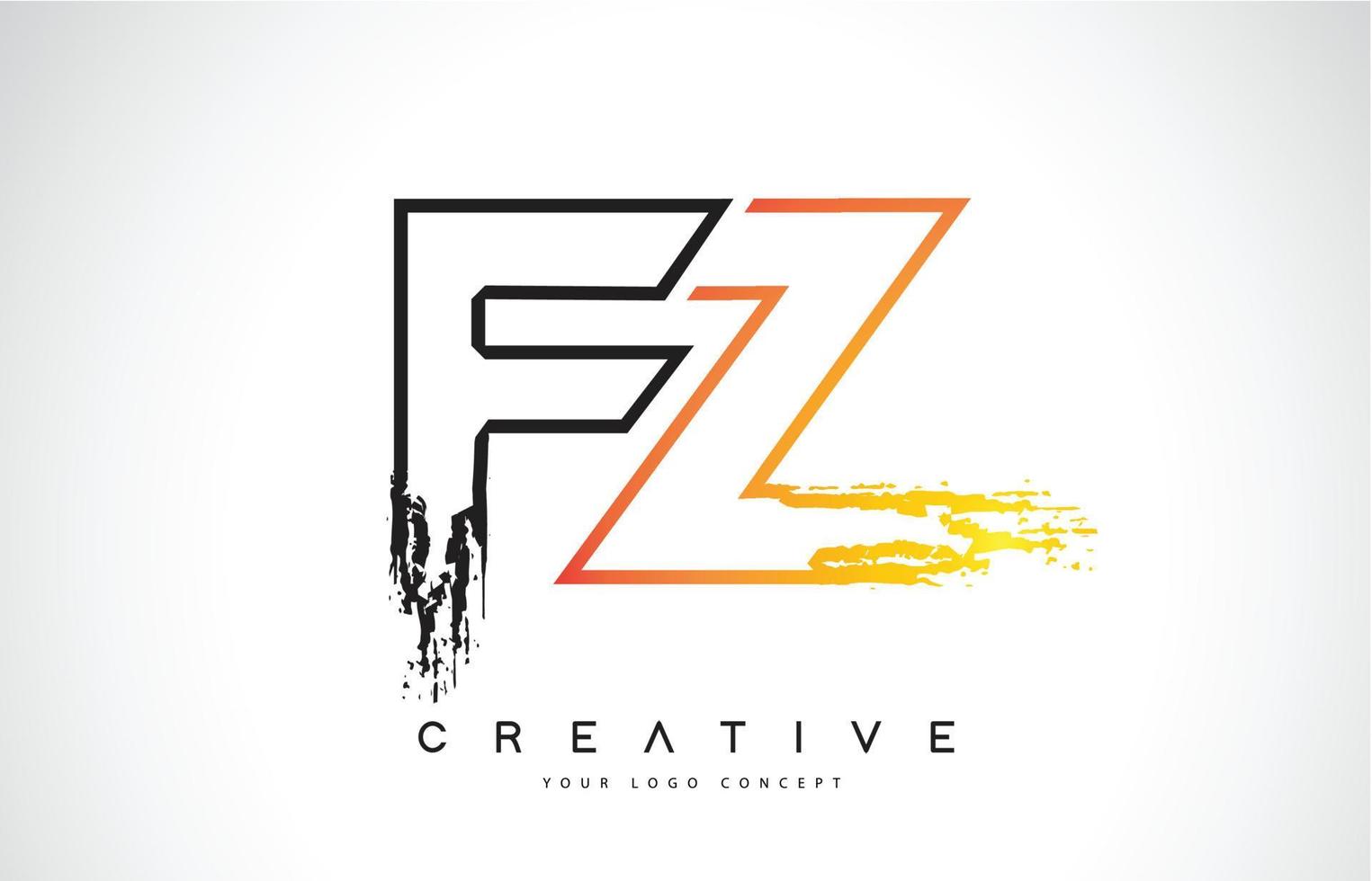 fz design de logotipo moderno criativo com cores laranja e preto. design de carta de traço de monograma. vetor