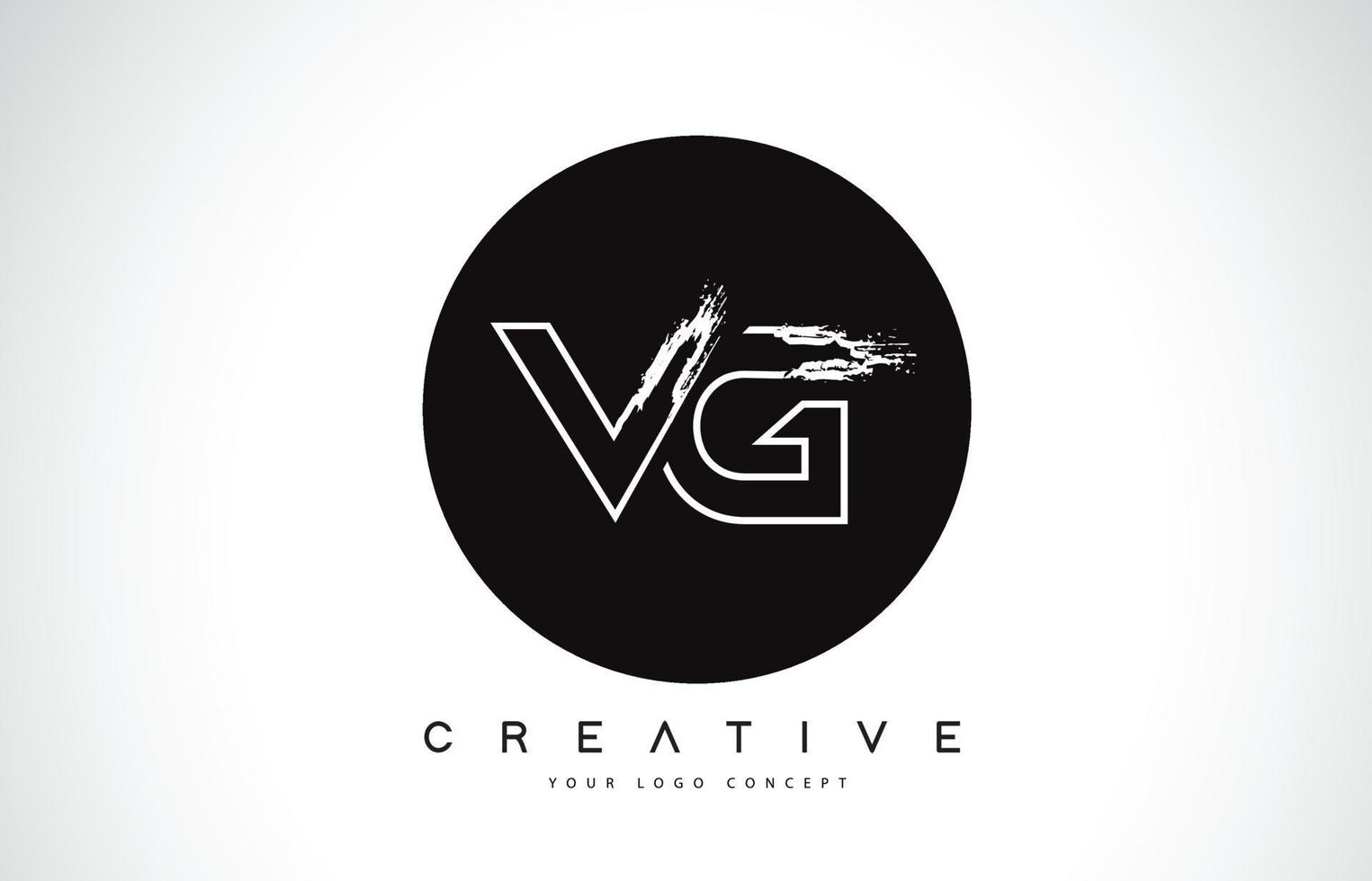 design moderno do logotipo da vg leter com monograma preto e branco. monograma de escova de logotipo de letra criativa. vetor