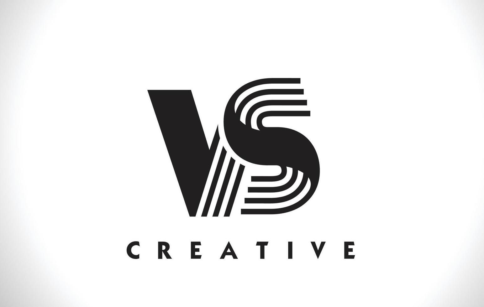 vs carta de logotipo com design de linhas pretas. ilustração vetorial de letra de linha vetor