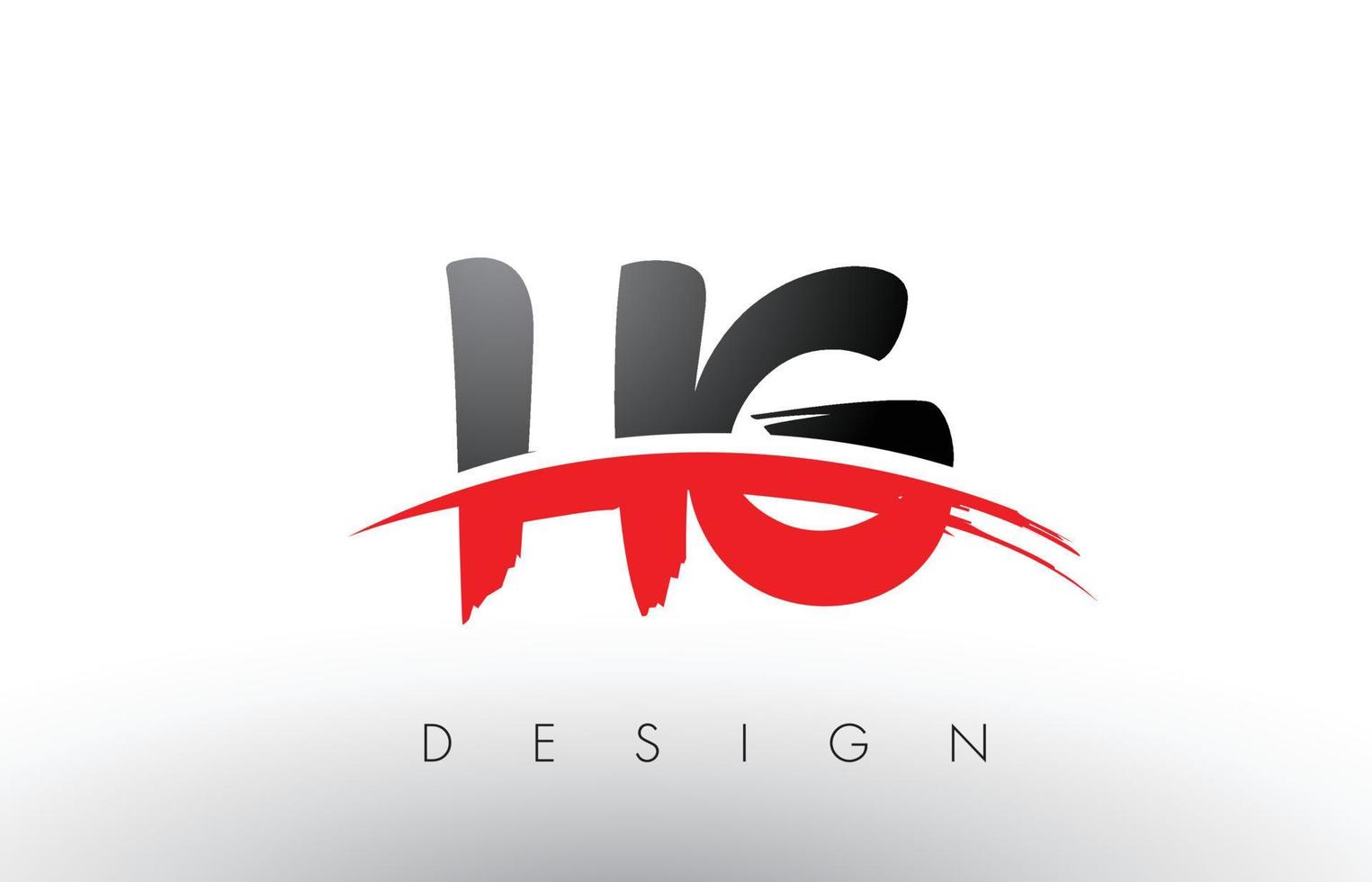 Letras do logotipo do pincel hg hg com pincel swoosh vermelho e preto na frente vetor