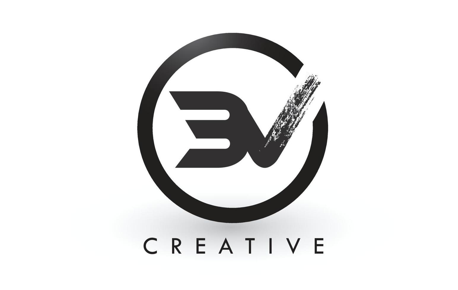 design de logotipo de letra de escova bv. logotipo do ícone de letras escovadas criativo. vetor