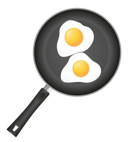 ovos fritos em uma ilustração do vetor de frigideira