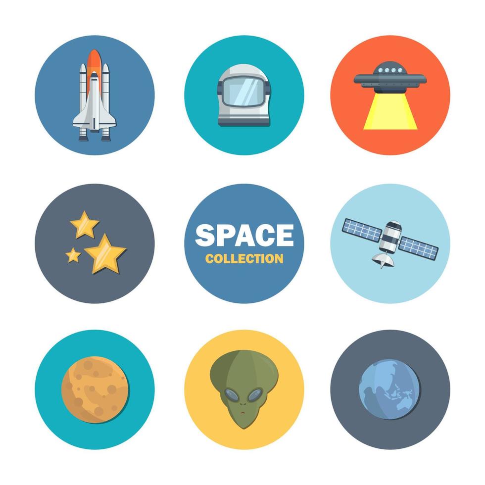 conjunto de ilustração vetorial de ícone de espaço. estilo para web, página de destino, adesivos e plano de fundo vetor