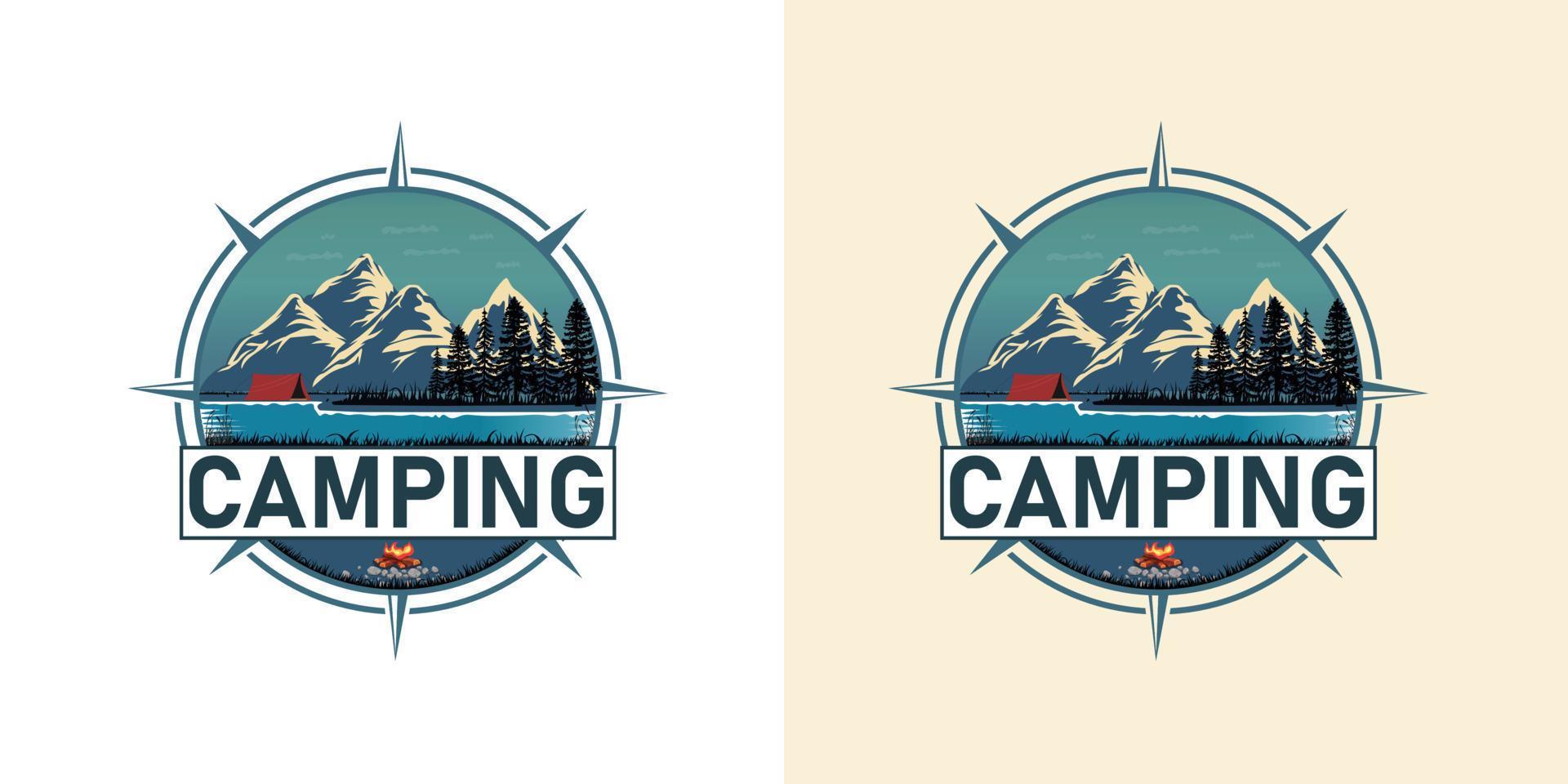 design de logotipo de acampamento ao ar livre animais selvagens montanha logotipo vetor