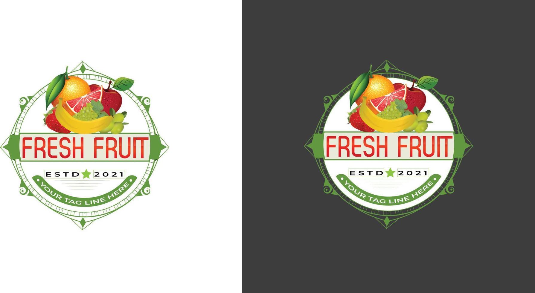 vetor de design de logotipo de frutas frescas