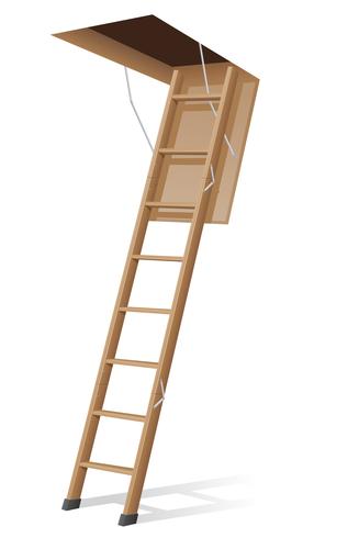 escada de madeira para a ilustração vetorial sótão vetor