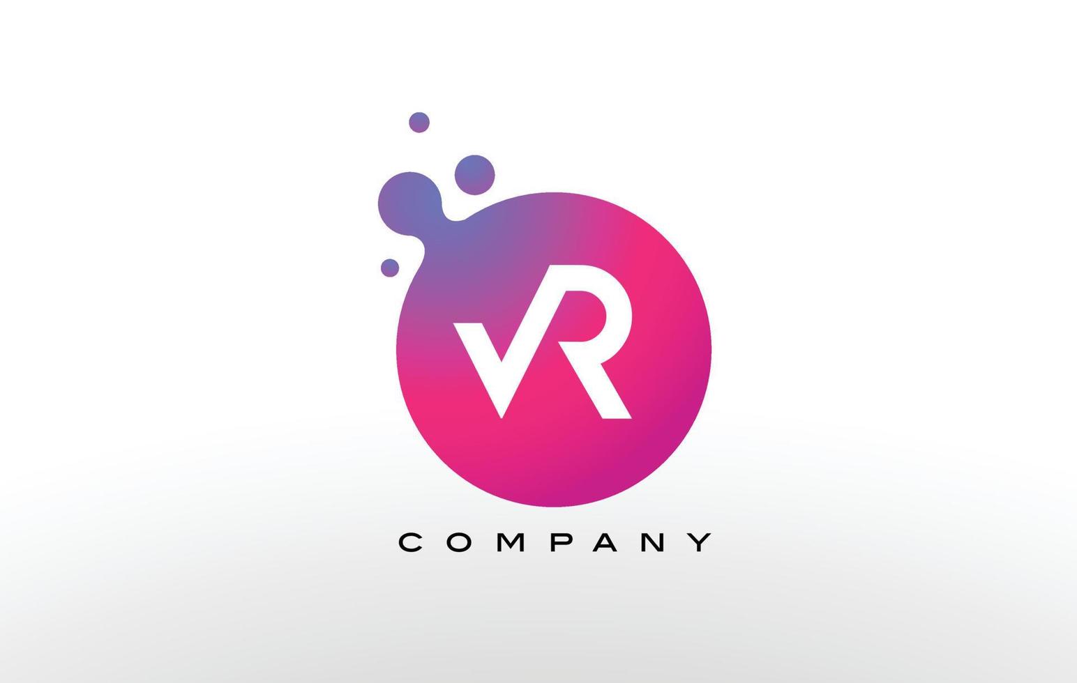 design de logotipo de pontos de carta vr com bolhas na moda criativas. vetor